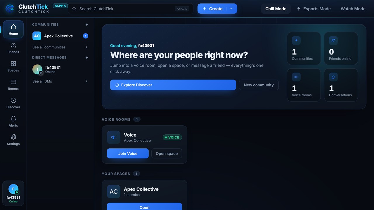 The ClutchTick app: your communities, voice rooms and friends in one place